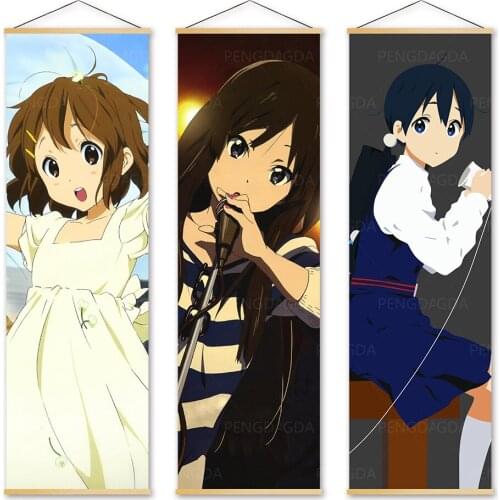 Wall Art Canvas K-ON Pictures Modern Hirasawa Yui Painting Print Poster Solid Wood Hanging Scrolls Japan Anime Role Home Decor