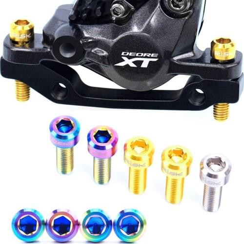 RISK 2pcs M6x25mm Bicycle Disc Caliper Brake Fixing Bolts Screws Mountain Bike Extended Titanium Alloy Disc Brake Fixing Bolts