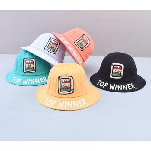 LDSLYJR 2021 Cotton Solid color letter Bucket Hat Fisherman Hat outdoor travel hat Sun Cap Hats for child boy and girl 102