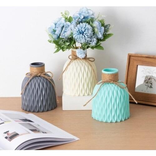 Nordic Style Striped Plastic Faux Ceramics Flower Pot Flower Basket For Home Decor Living Room Storage Box Home Decorations