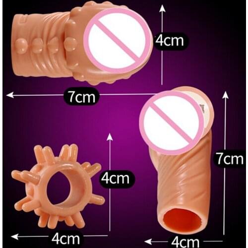 3 in 1 adjustable silicone cock ring fancy condom penis sleeve ultra sex toy head to penis,sex products cock rings for men O15