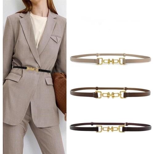 Thin Belt Women Dress Decoration Belts Adjustable Waistband For Lady Elastic Metal Buckle Fine Body-Sculpting