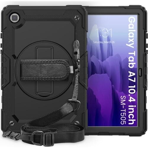 Hand Strap Shoulder Strap 360 Rotatable Kickstand Protective Case Cover for Samsung Galaxy Tab A7 10.4 2020 SM-T500 T507 T505