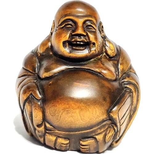 Y7071 - 2 " Hand Carved Boxwood Netsuke Carving : Buddha Home Decor