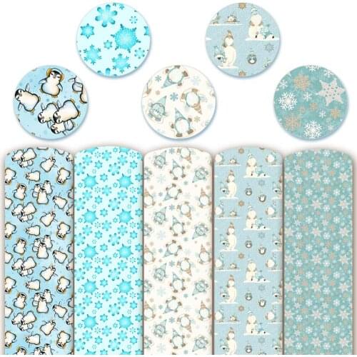 Christmas Faux Leather Sheets Snowflake Penguin Printed Synthetic Leather Fabric Hair Bows Bags Making DIY Crafts 22*30cm/A4 1pc