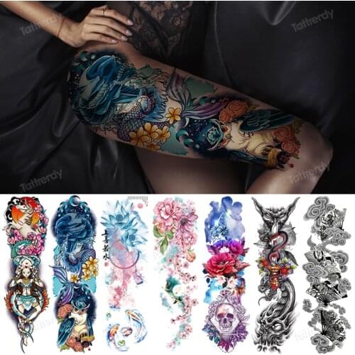 Sexy tatoo for women body stickers tattoo flowers peony rose lotus animal temporary tattoo large waterroof thigh leg waterdecal