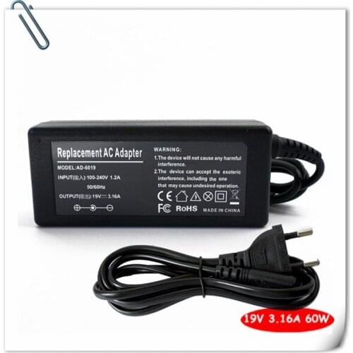 Laptop Charger Plug AC Adapter for Samsung RV515-A01 RV520-W01 NP-RV515-A01US Sens 630 820 Pro 680 Power Supply Cord 19V 3.16A