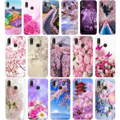 09AA Fuji cherry blossom Silicone TPU Protective Cover Phone Case On For Huawei P20 30 Pro Lite Case Soft