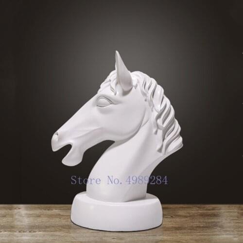 Resin Simulation Animal Sculpture Horse Horse Head Golden Modern Home Decoration Handicraft Furnishings Animal Figures