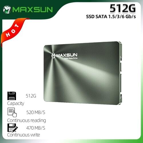 MAXSUN SATA SSD 2.5" 512 GB Internal Solid State Drive Hard Disk For Laptop&Desktop 520MB/s Hard Drive Disk SATA 1.5/3/6 GB/s