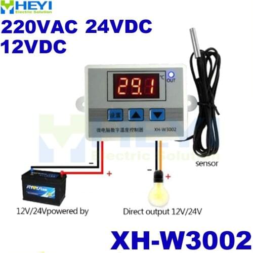 Waterproof Probe LCD Display 12V/24V/220V XH-W3002 ABS Digital Temperature Controller Switch With 1M