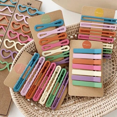 HZ 2019 Korea Square Scrub Matte Colorful Bow Geometric Fluffy Hair Clip Hollow Barrette Hairpin Hair Accessories for Women Girl