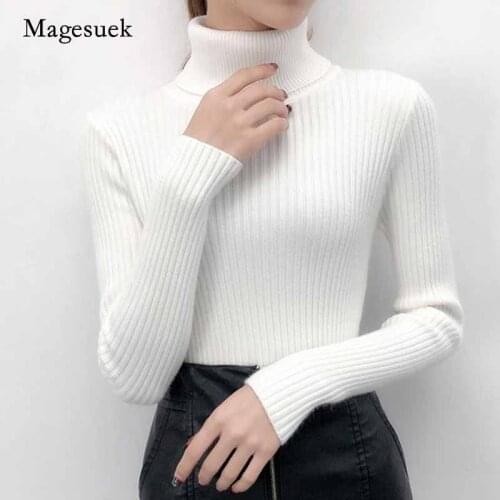 2020 Spring Autumn Winter Women Casual Pullover Long Sleeve Warm Soft Knitted Lady Office Solid Turtleneck Female Sweater 6033