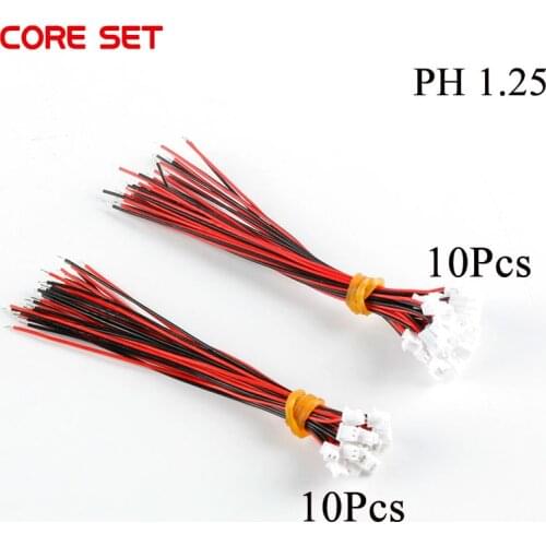 10Pair Micro JST PH 1.25 2 PIN Male Female Plug Connector With Wire Cables 100mm 28AWG