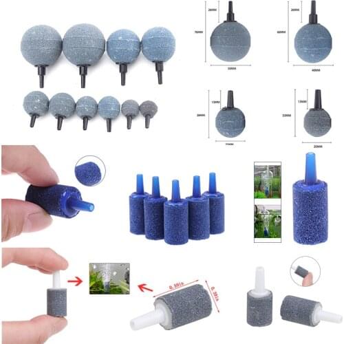2/5/10pcs/lot Aquarium Cylinder Shape Air Stone Mineral Bubbles Release Fish Tank Punp Airstone Aeration Aerator Accessories