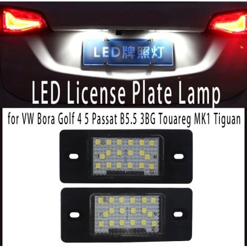 2x White Canbus LED License Number Plate Light No Error Tail Light Lamp for VW Bora Golf 4 5 Passat B5.5 3BG Touareg MK1 Tiguan