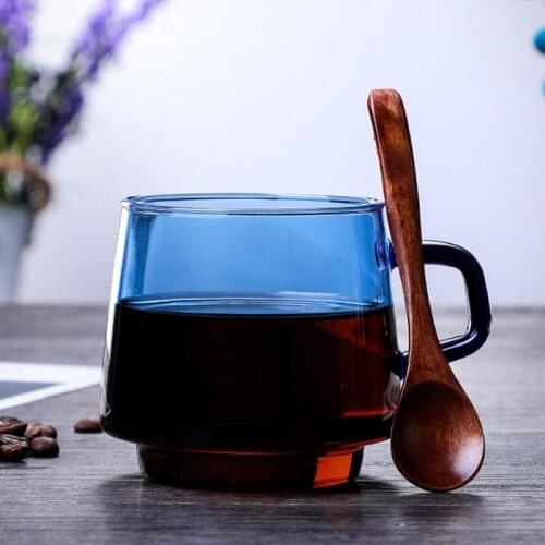350ml Creative Color Thick Glass Mug Breakfast Mlik Coffe Cup Household Resistant Heat Water Cup With Handle Drinkware