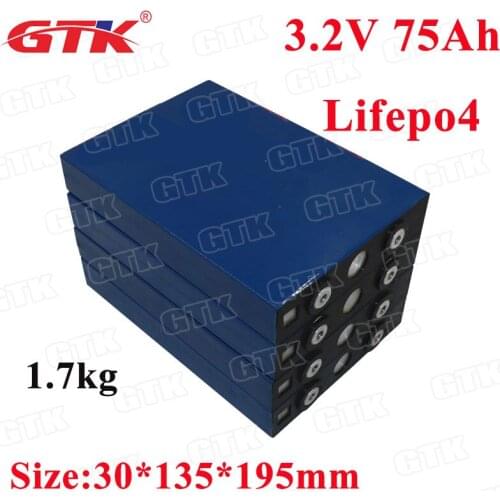 4pcs Original Great 75Ah lifepo4 3.2v cell prismatic LiFePo4 battery pack 3C discharge diy 12V electric vehicle car solar panel