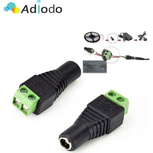 5pcs/lot 2.1 x 5.5mm DC Power Female Plug solderless Jack Adapter Connector Plug for 5050 3528 Single Color LED Strip Light