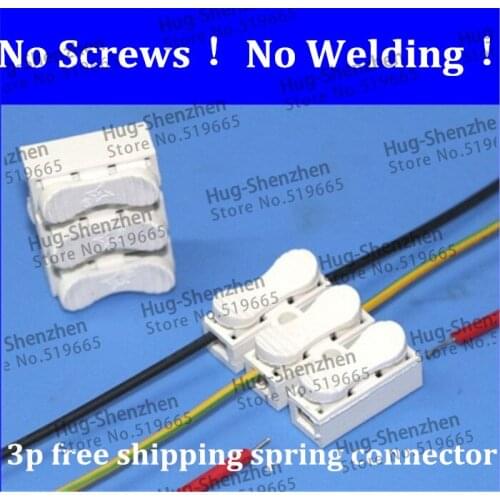 50pcs LED lights 3P for led strip spring connector , wireless, no screws monochrome LED lights free shipping