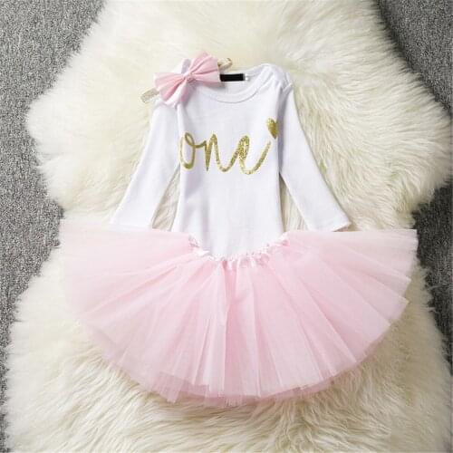 1 Year Baby Girl Dress Outfits Long Sleeves Cotton Kids Baby Clothes First 1st Birthday Tutu Cake Smash Dresses Infant Clothing