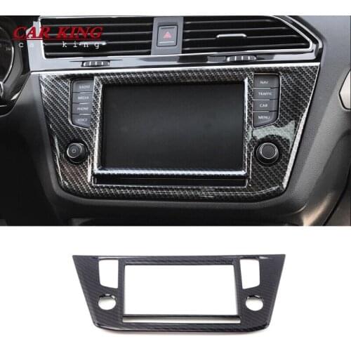 For Volkswagen VW Tiguan mk2 2017 2018 2019 2020 Car navigation panel cover Trim ABS Matte/Carbon fibre Car Styling Accessories