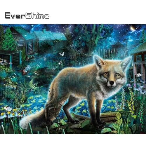Evershine 5D DIY Diamond Painting Fox Animal New Arrival Diamond Embroidery House Cross Stitch Mosaic Sale Art Home Decoration