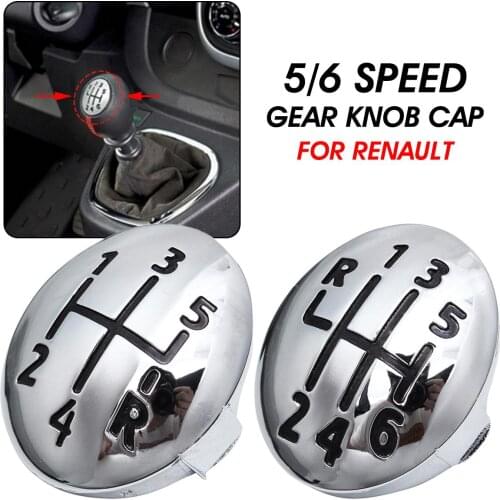 5/6 Speed Car Gear Knob Cap Cover Chrome Shifter Head Cover For Renault Clio Twingo Scenic Megane II 1996-2011