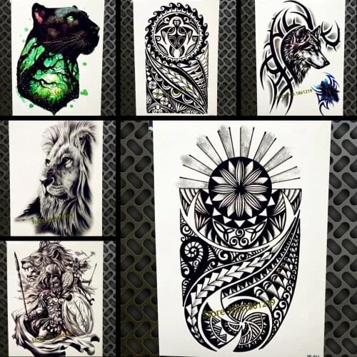 Indian Tribal Waterproof Temporary Tattoo Stickers Black Body Art Arm Fake Flash Tattoo Decals 21*15CM Men Women Tatoo Legs Back
