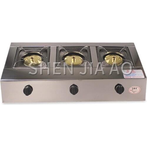 Commercial three-hole gas stove Stainless steel stove Energy-saving furnace Firepower Hotel kitchen gas stove