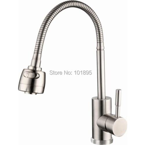 304 Stainless Steel Material Nickel Brushed Hot & Cold Water Kitchen Faucet