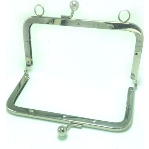 6 x 3 Inches (15x7.5cm) Hole Square Small Ball Bud Head Metal Purse Frame Handle for Bag Purse