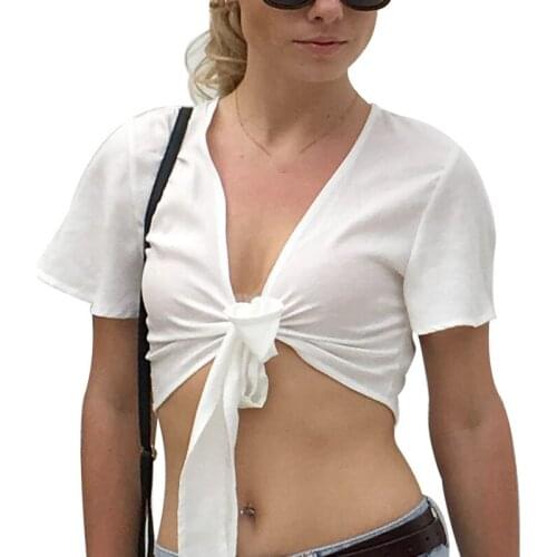 Summer Slash Neck Wear Crop Top Women Hollow Bow Bat sleeve Top Ladies Casual Fashion Street Short Shirts 2019 New