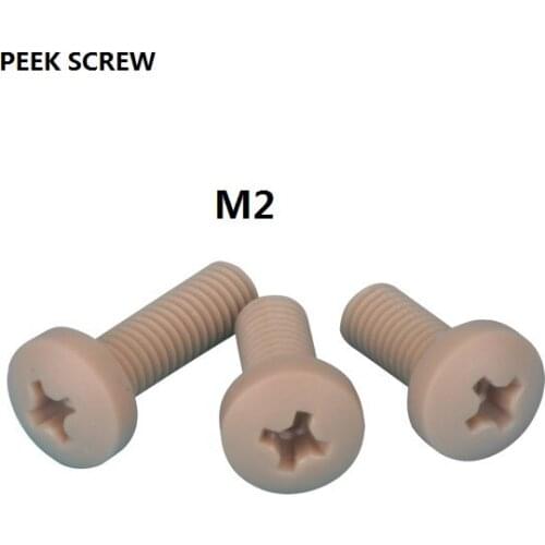 M2 thread anti-corrosion PEEK screw corrosion resistance PEEK bolt Cross round head screw cup head serew polyether-ether-ketone