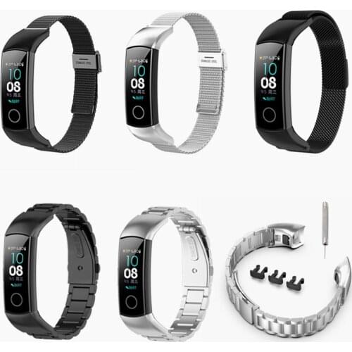 Stainless Steel Honor strap 5 Metal Wrist Strap For Hua wei Honor Band 5 / 4 NFC Strap Smart Wristband Milanese mesh Bracelet