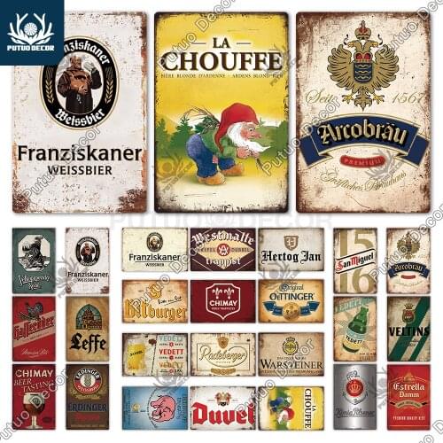 Putuo Decor Beer Brand Metal Sign Vintage Tin Sign Decorative Plaque Wall Decor Bar Pub Man Cave Living Room Decoration