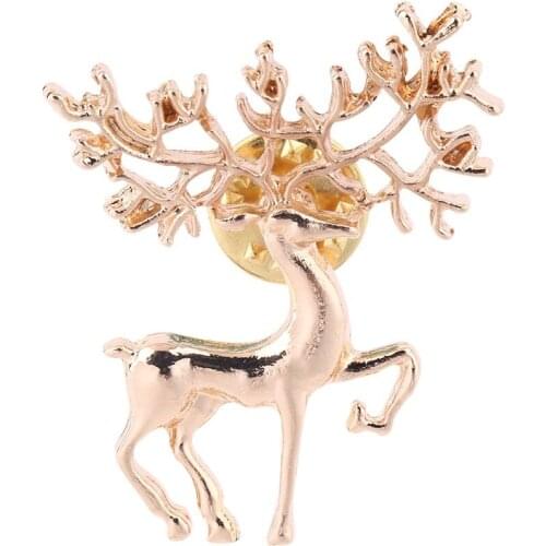 Cute New Year Christmas Deer Xmas Gift Alloy Brooch Pin For Women and Kids Scarf Buckle Party Decoration