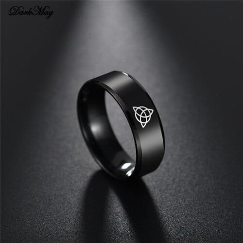 DarkMag Viking Stainless Steel Celtics Knot Ring Men Nordic Trinity Wedding Rings Womens Band Promise Jewelry