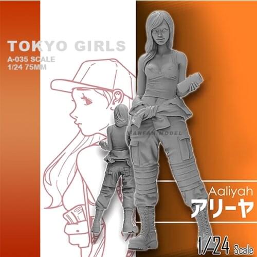 1/24 Resin model Kits Tokyo Beauty Girl Soldier DIY Self-assembled A-035