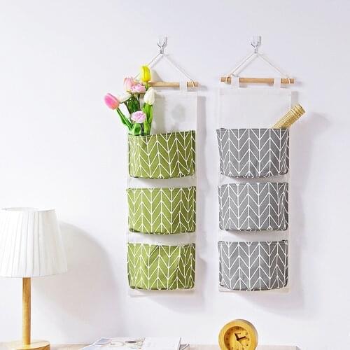 Wall hanging Mounted 3 Bags Storage Bag Kitchen Supplies Bags Clothing Storage Box Home Decoration make up organizer organizador