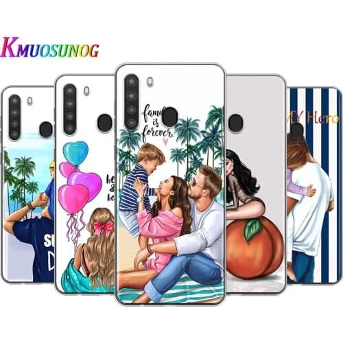 Dad Mom Baby Girl For Samsung A90 A80 A70 A70S A60 A50 A40S A30 A20 A10S A10E A10 A2 Core Transparent Phone Case