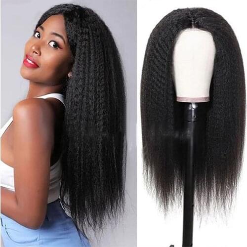 Yaki Lace Front Wigs Human Hair Wigs Pre Plucked 13x1 T Part Lace Wig Kinky Straight 150% Density Brazilian Virgin Human Hair