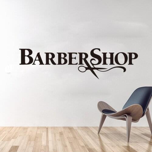 Barber Shop Sign Scissors Window Wall Sticker Hairdress Hair Salon Barber Shop Glass Wall Decal Decor