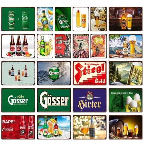 Beer Metal Plaque Signs Vintage Gosser Stiegl Metal Poster Decorative Sign Retro Bar Pub Decor Metal Plates Home Wall Art Decor