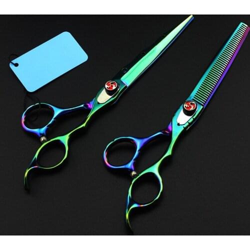 Professional Japan 440c 7 '' green Pet dog grooming hair scissors dog Cutting Barber pet Thinning shears Hairdressing Scissors
