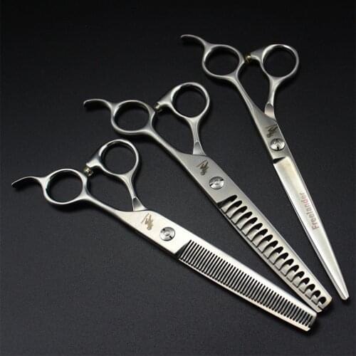 New Professional Japan 440C 7.0 inch Dog Grooming Scissors Pet Scissors Dog hair Cutter Straight &Thinning scissors