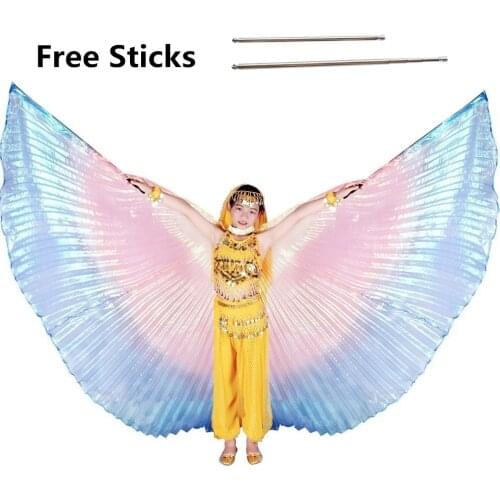 Multicolor Belly Dance Isis Wings + Sticks Free for Children Butterfly Wings Adults Bellydance Costume Bufandas Accessories