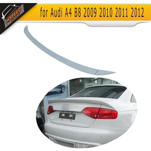 Grey PU Grey Car rear trunk boot Auto spoiler Lip wing for Audi A4 B8 09-12 3pcs