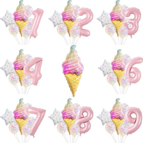 Donut Ice Cream Aluminum Foil Five-Pointed Star Balloon Baby Shower Birthday Happy Party Candy Decoration Sweet Number SS2