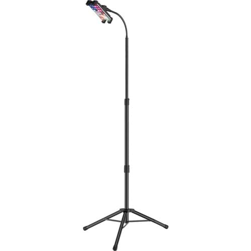 Mobile Phone Holder Clip-on Tripod Stand Foldable Floor Mount Tablet Holder for 4.7-12.9inch Smartphones Tablets